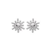 Boucles d'oreilles en argent mini puces Adi soleils - Bijou sur fond blanc