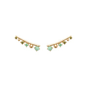 Boucles d'oreilles barrettes Donna zircons et aventurine - Bijou photographié sur fond blanc