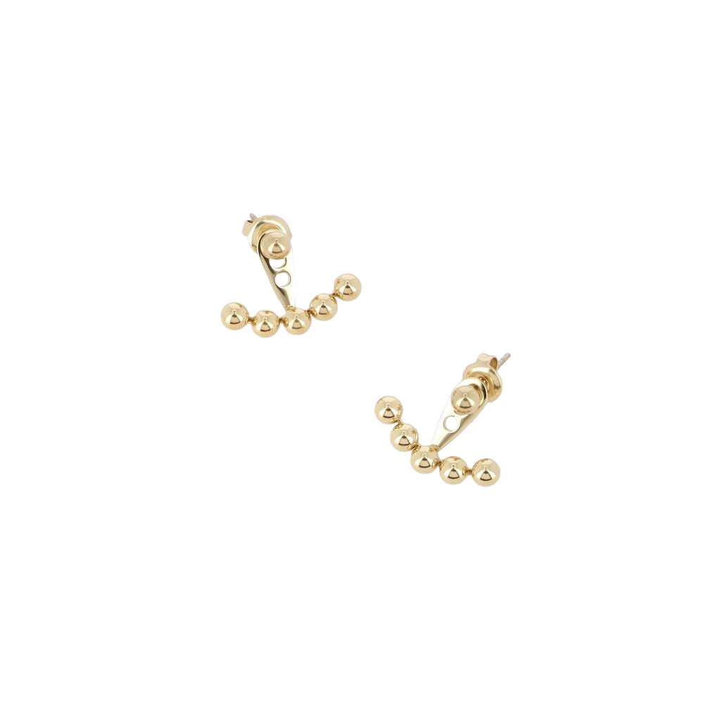 Boucles d'oreilles ear jacket dorées Lysea perlées - Bijou sur fond blanc