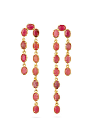 Boucles pendantes dorées Rosella rhodonite