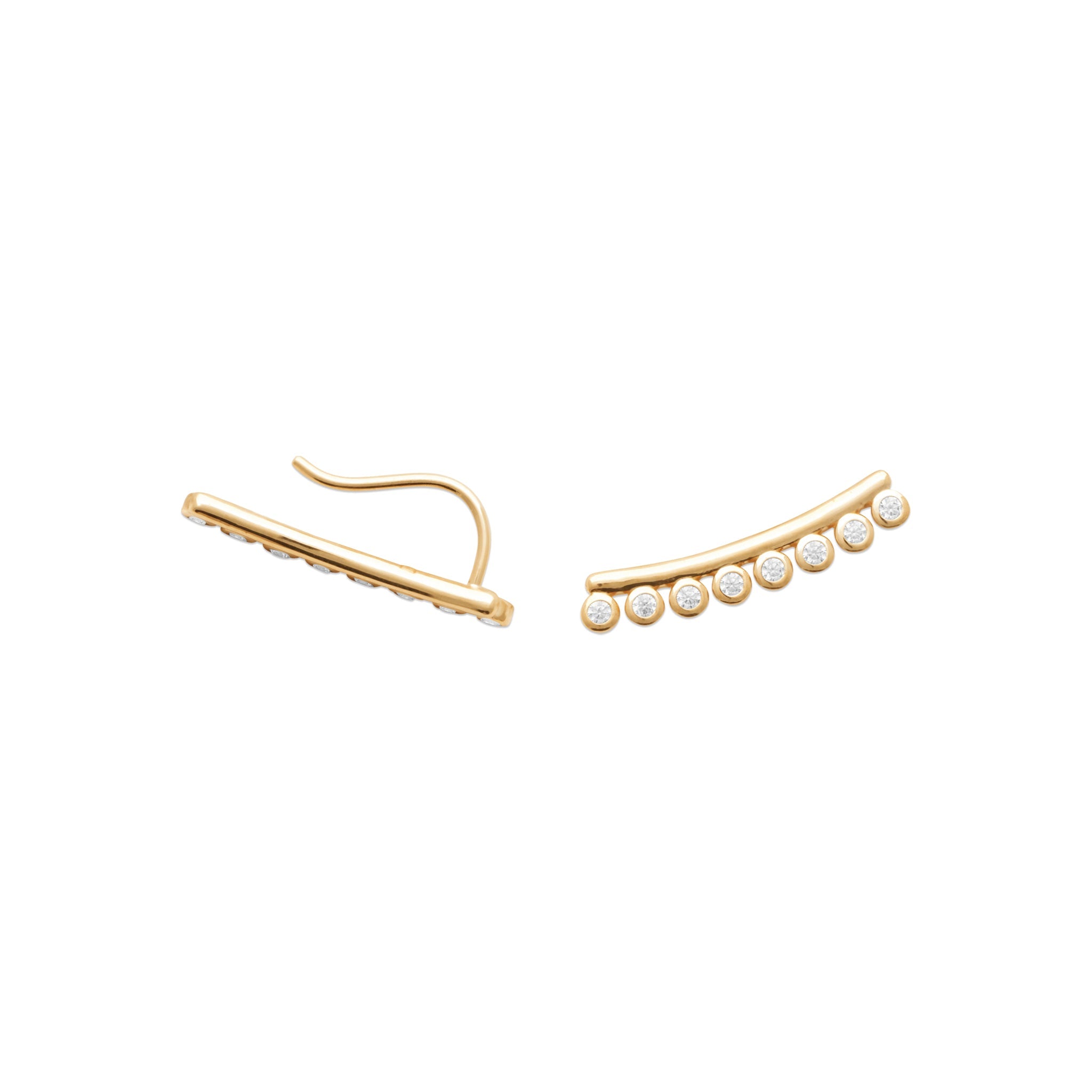 Boucles d'oreilles barrettes dorées zircons Amaris - Bijou sur fond blanc