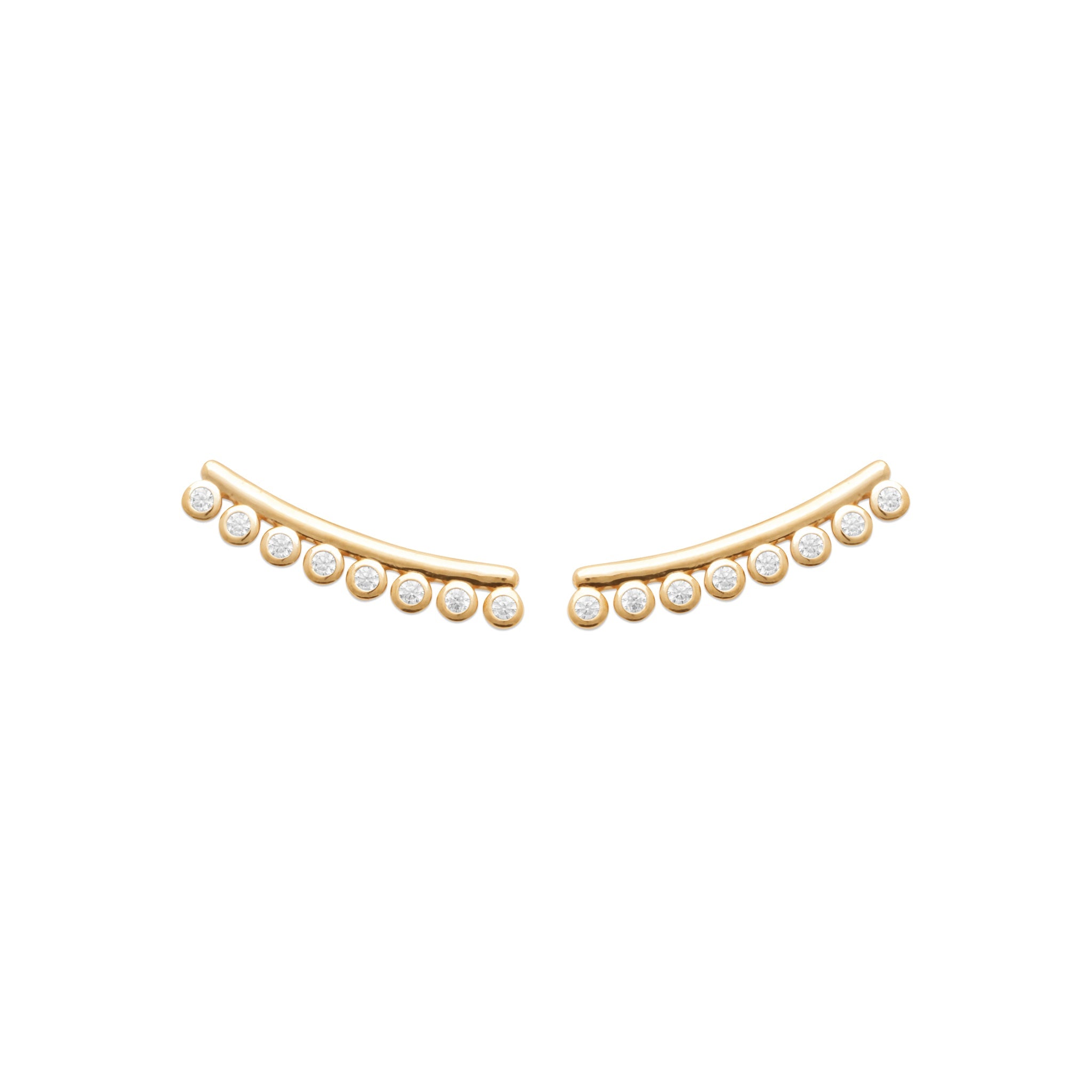 Boucles d'oreilles barrettes dorées zircons Amaris - Bijou sur fond blanc