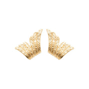 Boucles dorées effet "ailes" Timéa - Bijou photographié sur fond blanc