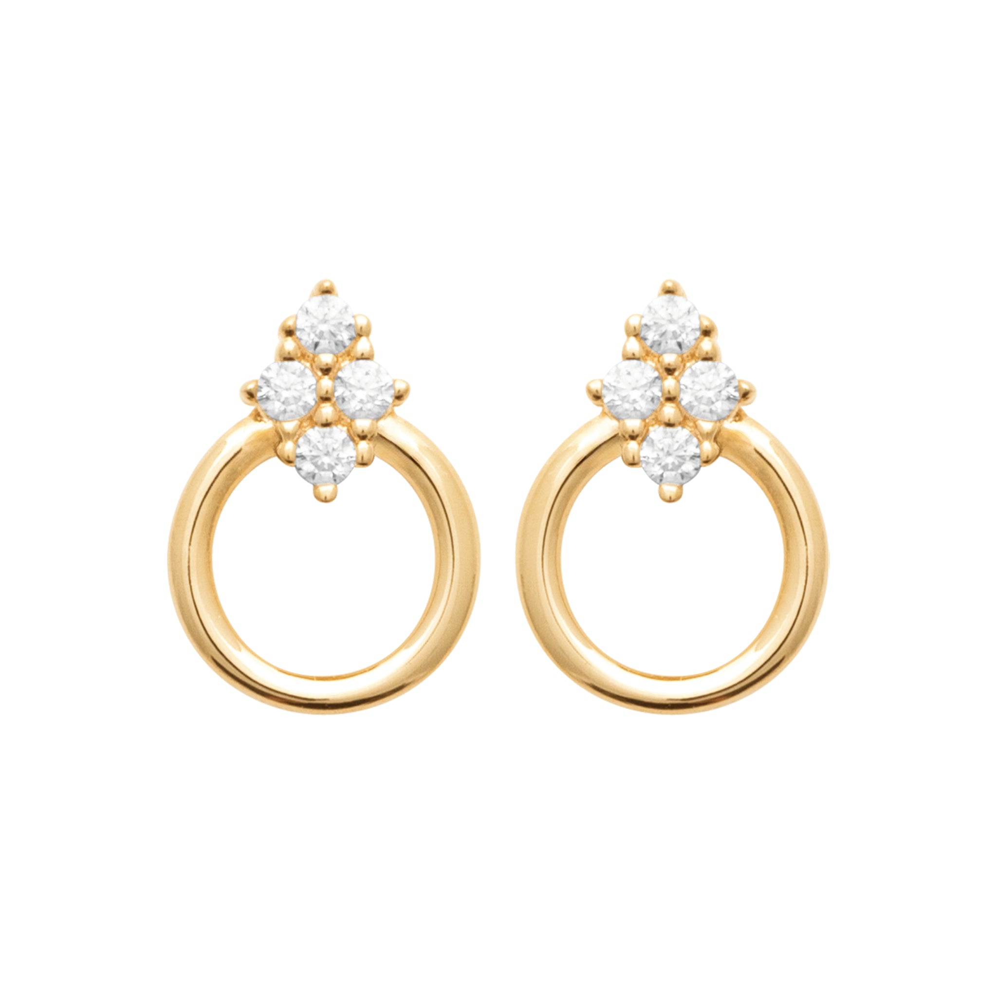 boucles d'oreilles dorée zircons janny - Bijou photographié sur fond blanc