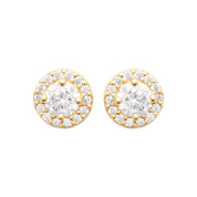 Boucles d'oreilles puces dorées Linoa  zircons - Bijou photographié sur fond blanc
