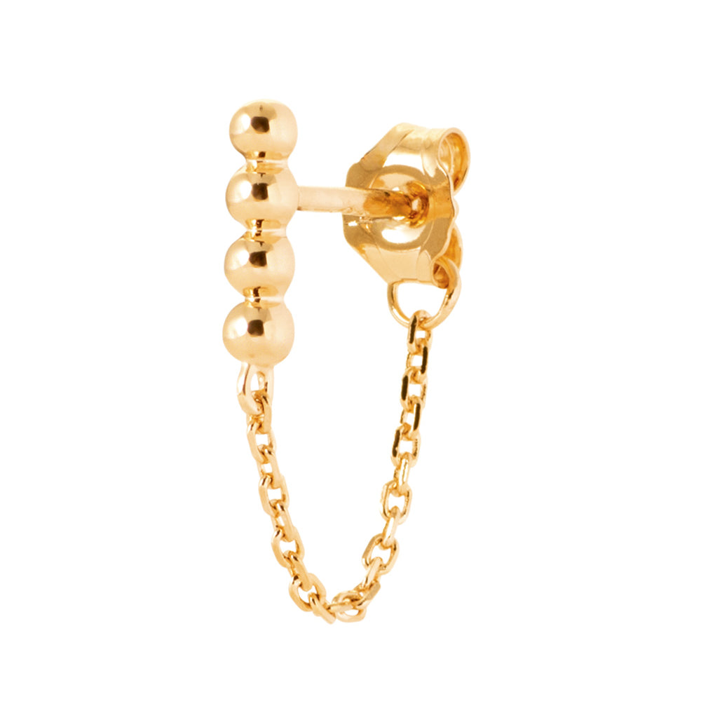 Boucle d'oreille unité chaîne dorée Soune - Bijou photographié sur fond blanc