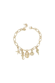 Bracelet doré Anaya maille et pendentifs marins - Bijou photographié sur fond blanc
