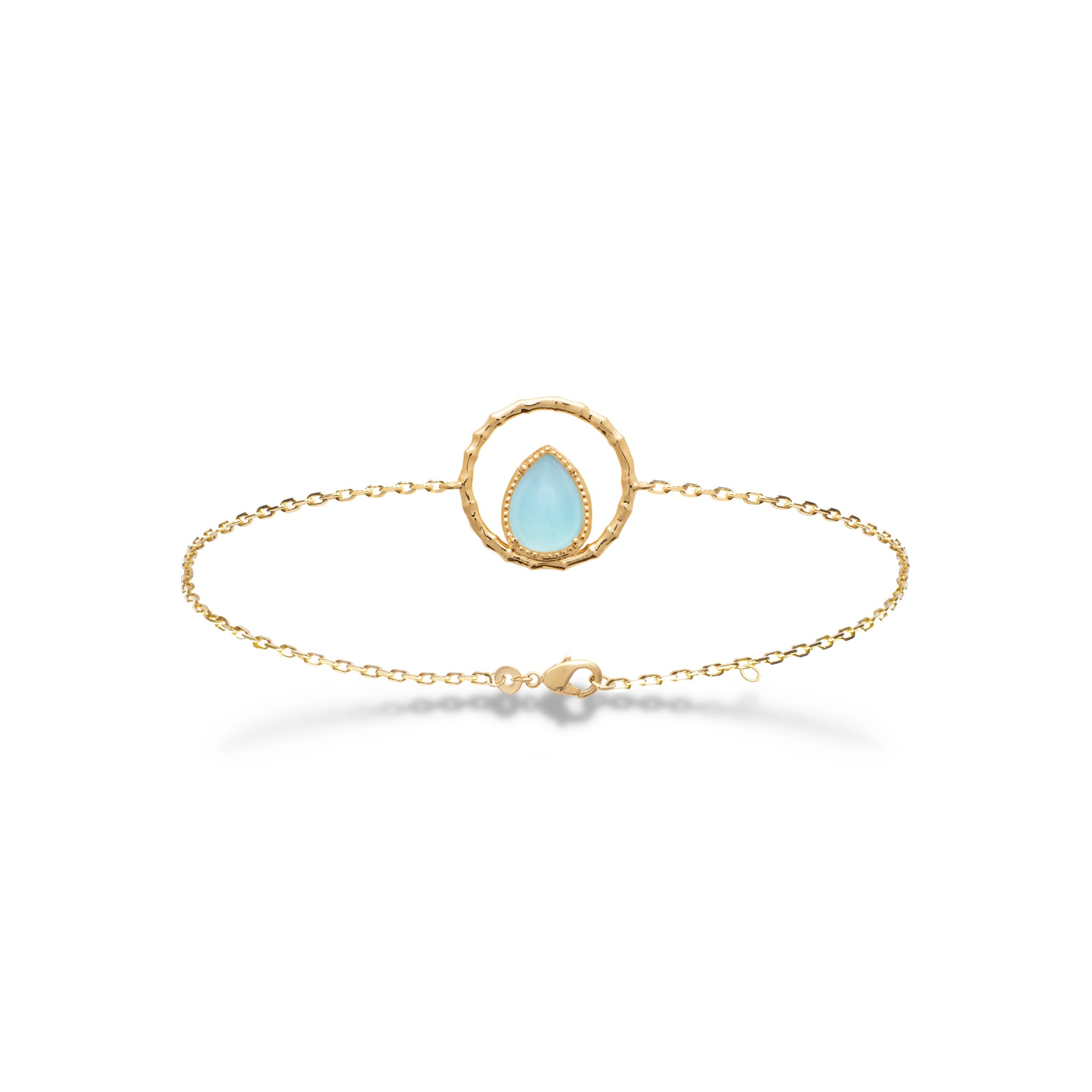 Bracelet doré Cynthia aigue marine - Bijou photographié sur fond blanc