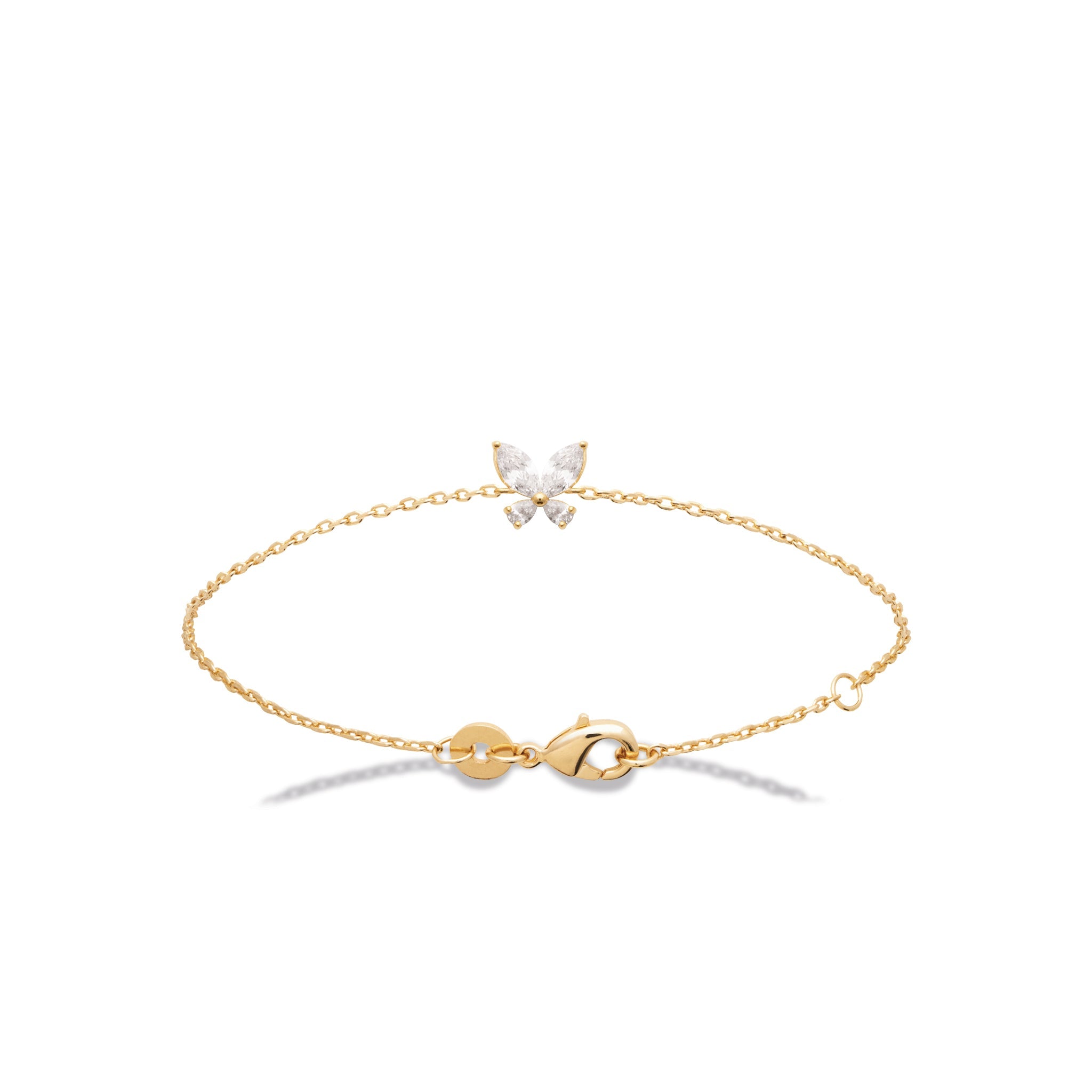 Bracelet doré Lara blanc zircons - Bijou photographié sur fond blanc