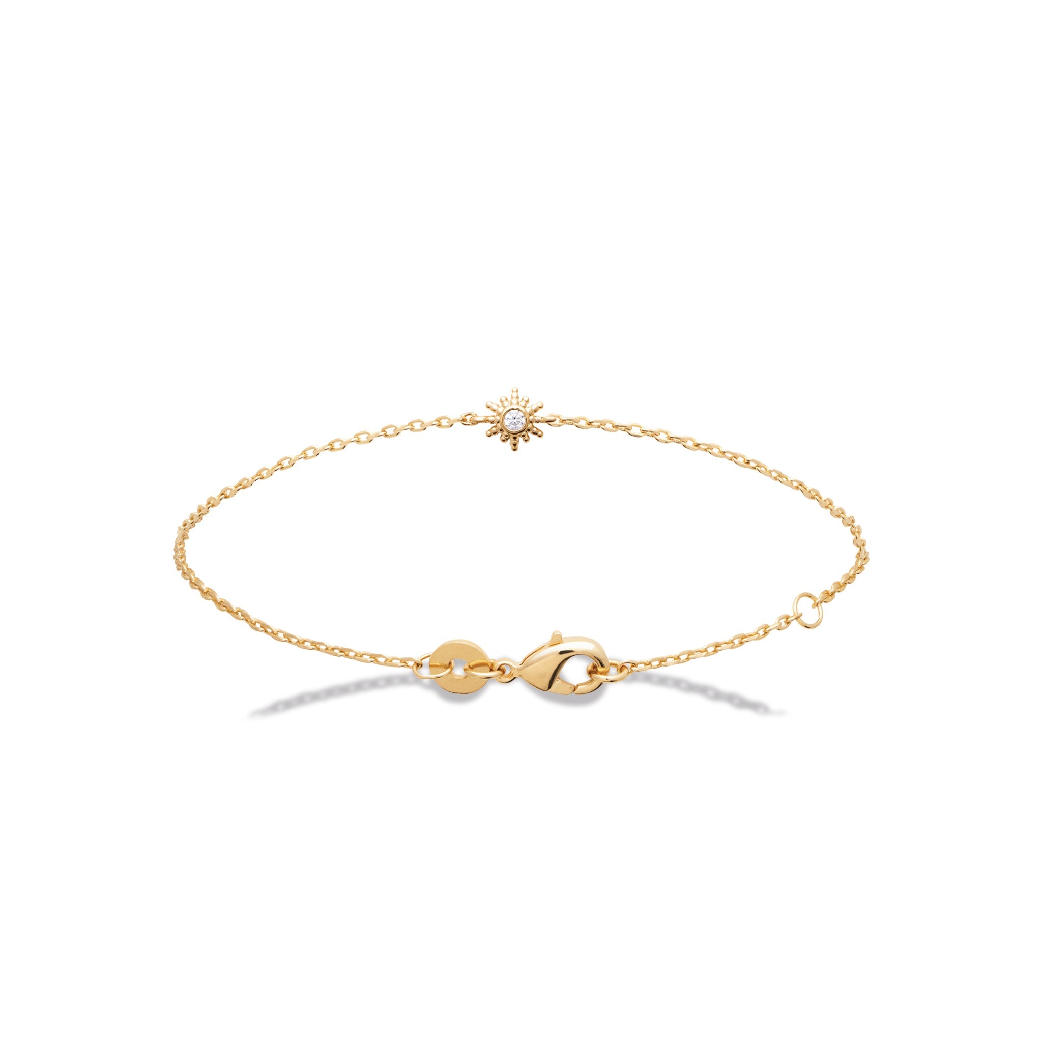 Bracelet doré Maryse soleil avec zircon - Bijou photographié sur fond blanc