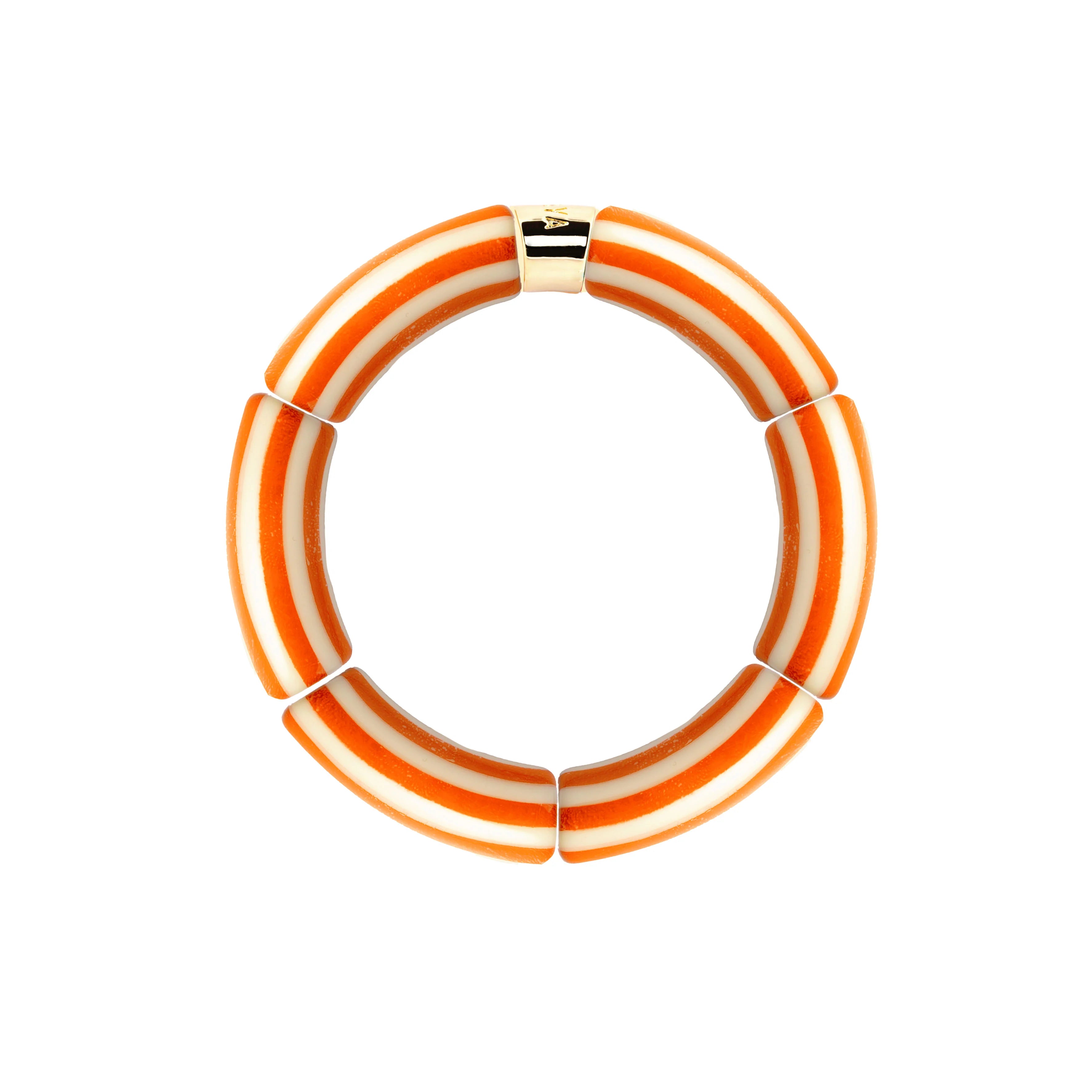 Bracelet doré Riviera Laranja 1 orange et blanc - Bijou photographié sur fond blanc