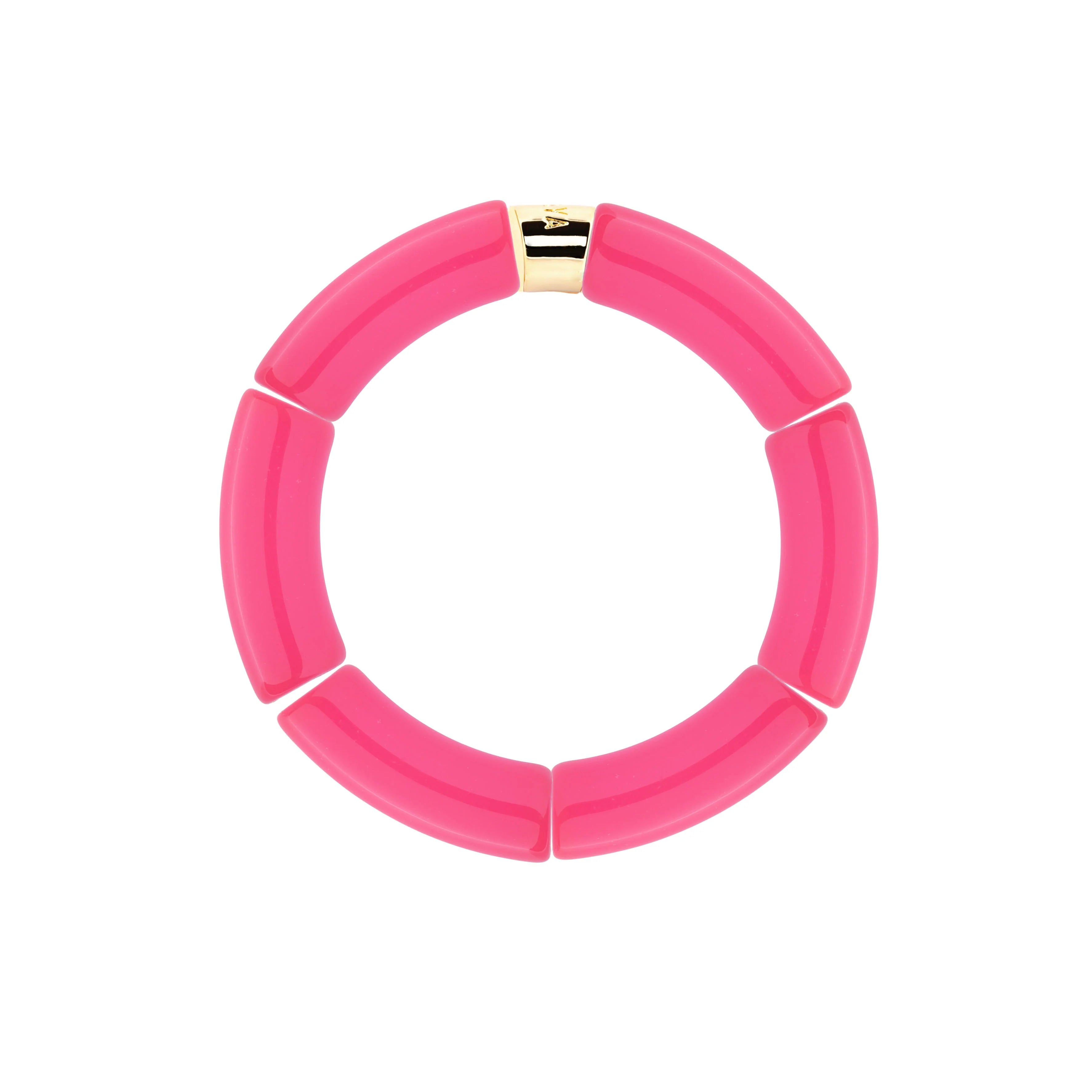 Bracelet doré Riviera Magenta 2 rose fuchsia - Bijou photographié sur fond blanc