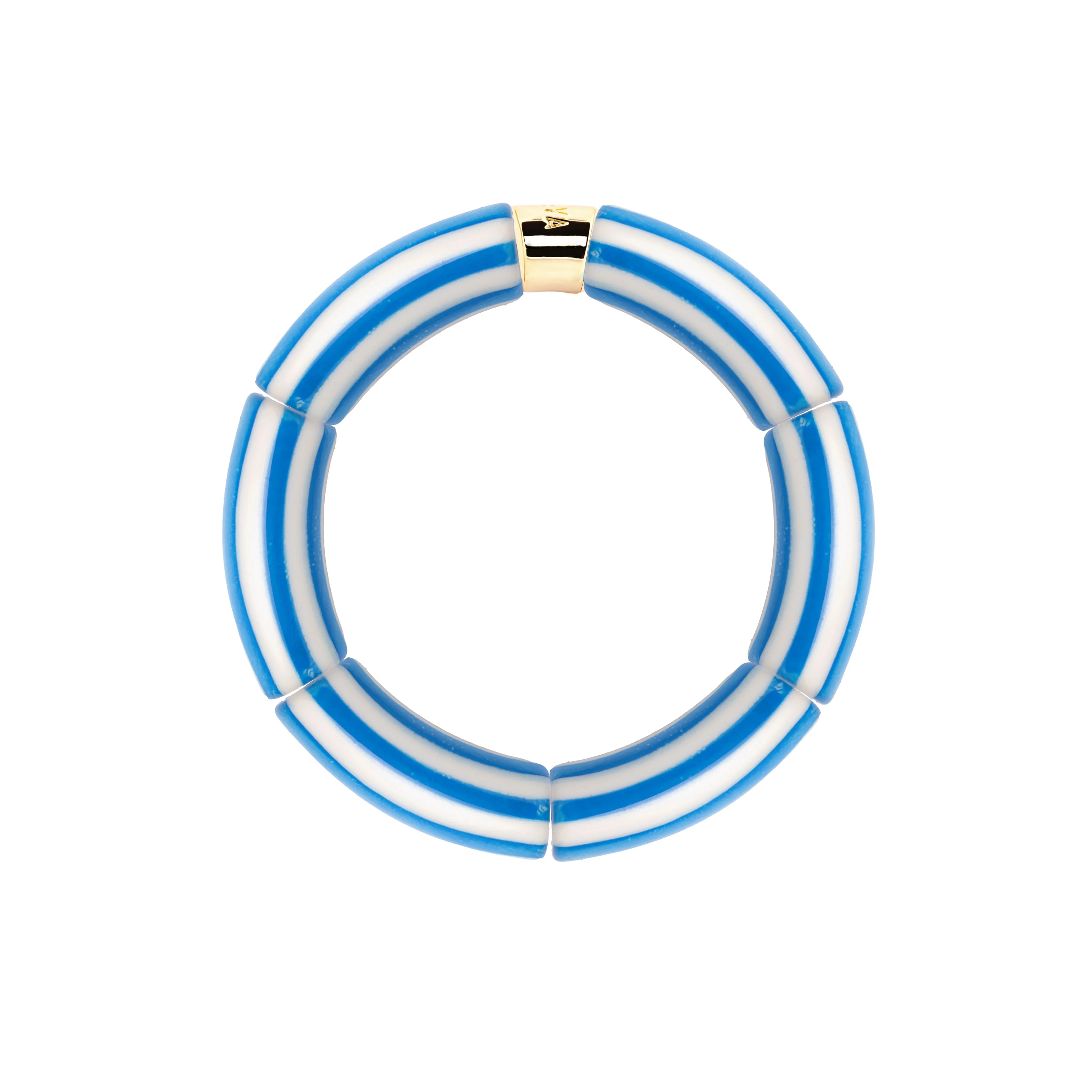 Bracelet doré Riviera Turquesa 1 bleu et blanc - Bijou photographié sur fond blanc