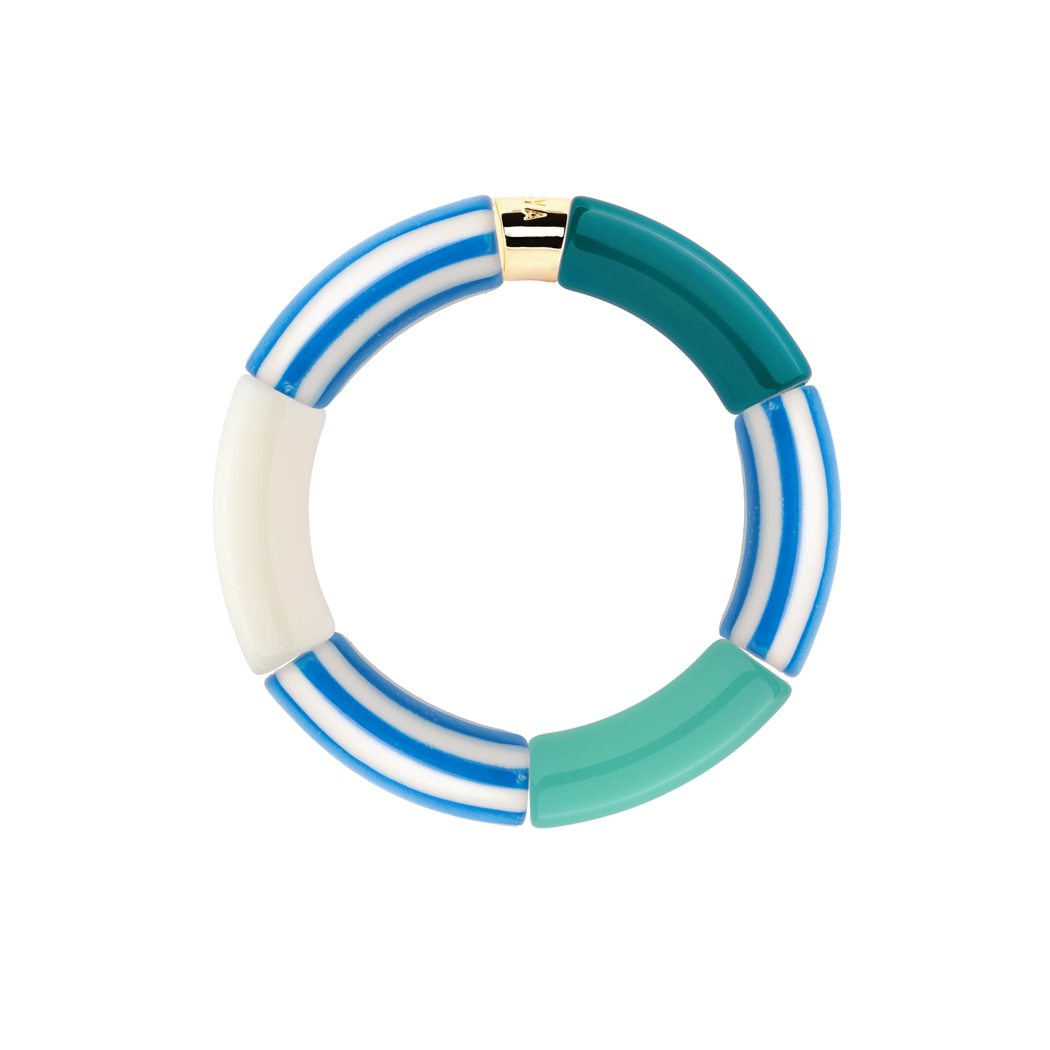 Bracelet doré Riviera Turquesa 3 turquoise, blanc et bleu - Bijou photographié sur fond blanc