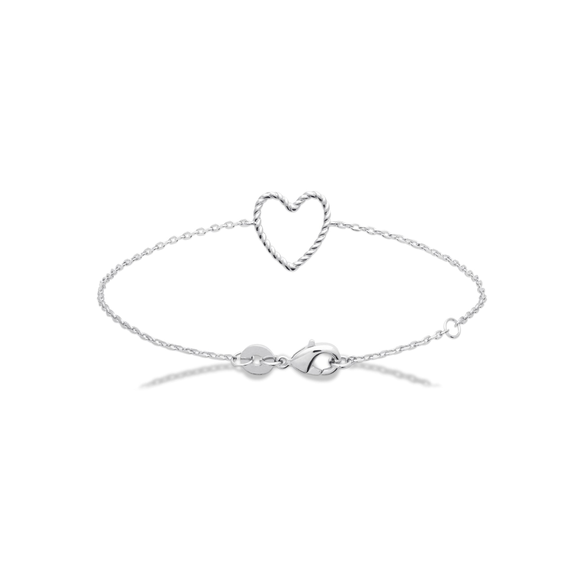 Bracelet en argent Evana cœur torsadé - Bijou photographié sur fond blanc