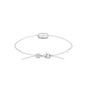Bracelet en argent motif rectangulaire avec zircons Pénélope - Bijou photographié sur fond blanc