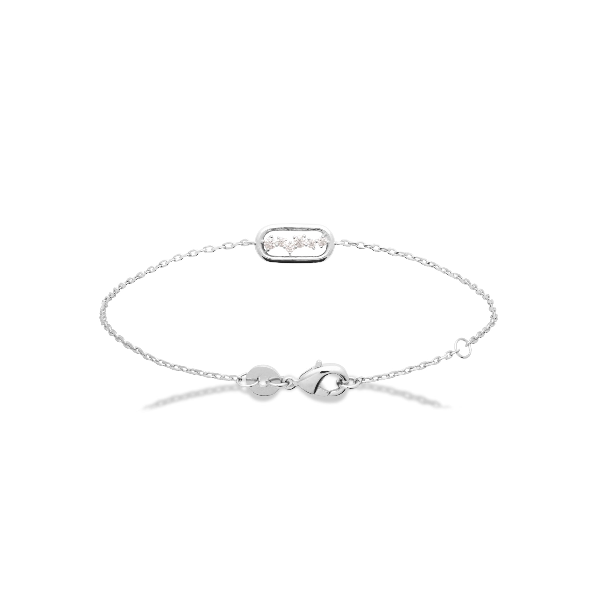 Bracelet en argent motif rectangulaire avec zircons Pénélope - Bijou photographié sur fond blanc