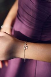 Bracelet personnalisable en argent Thelya anneau avec pendentif nacre - Bijou porté