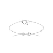 Bracelet en argent Anaïs cœurs entrelacés avec pendentif zircon - Bijou photographié sur fond blanc