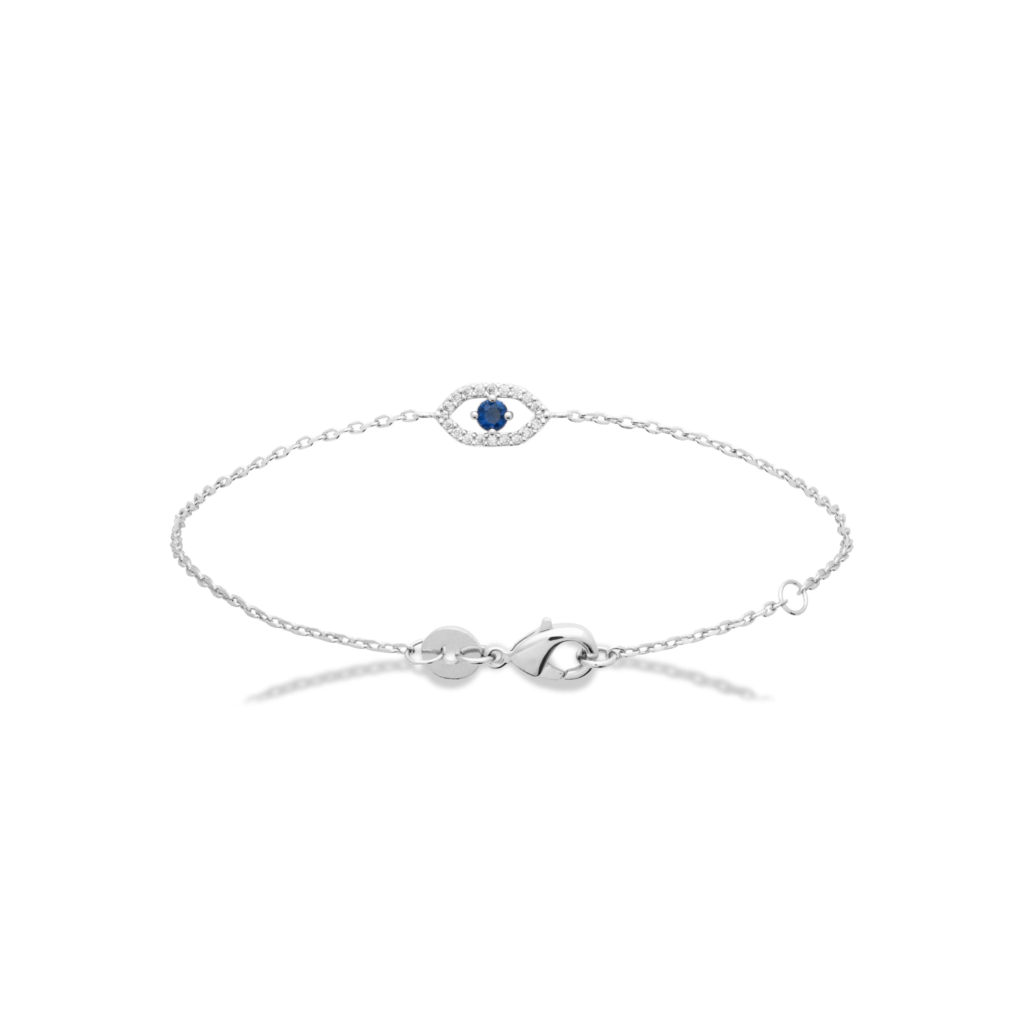Bracelet en argent Aymane oeil serti de zircons - Bijou photographié sur fond blanc