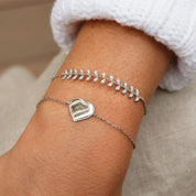 Bracelet Coeur en argent pendentif coeur - Bijou porté