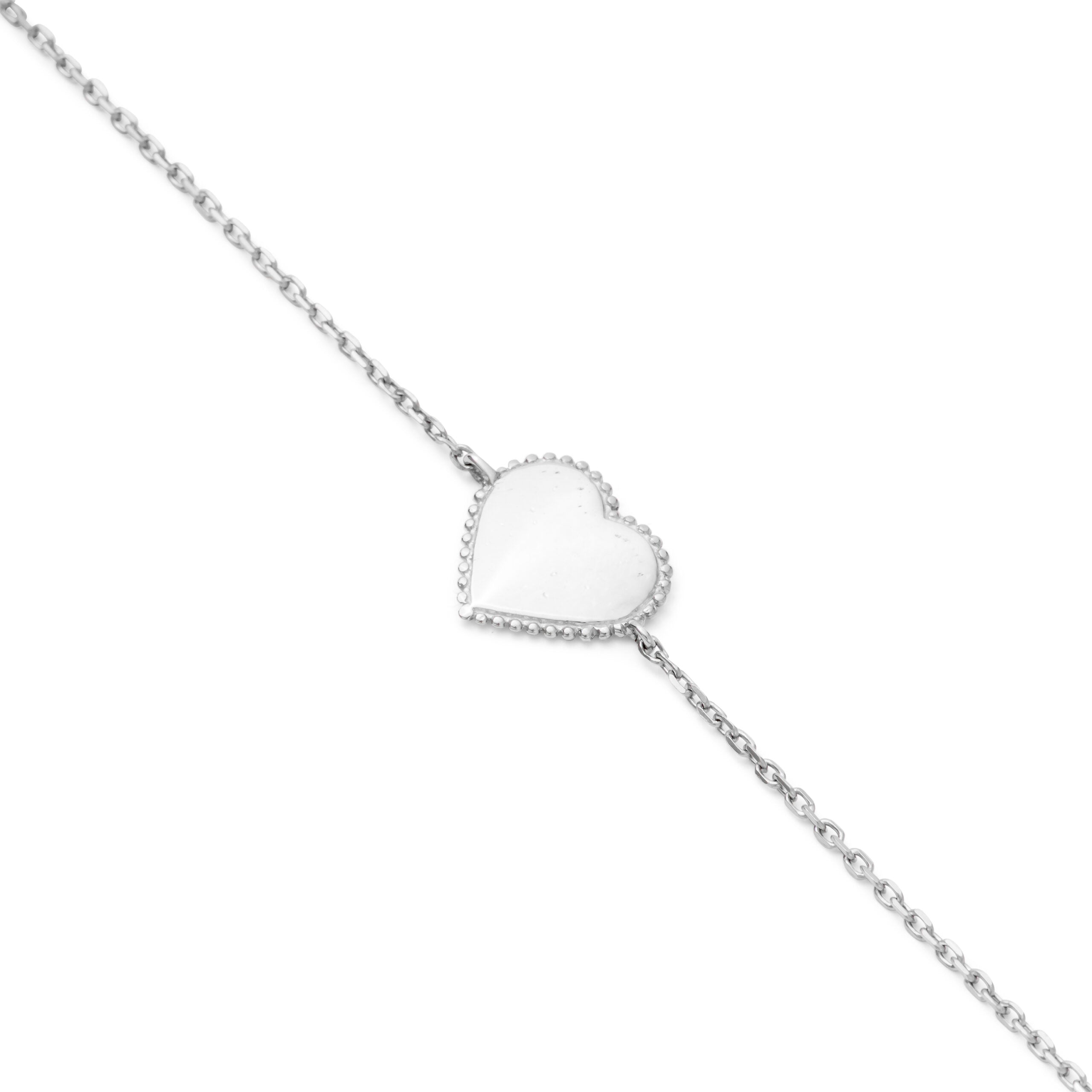 Bracelet Coeur en argent pendentif coeur - Bijou photographié sur fond blanc