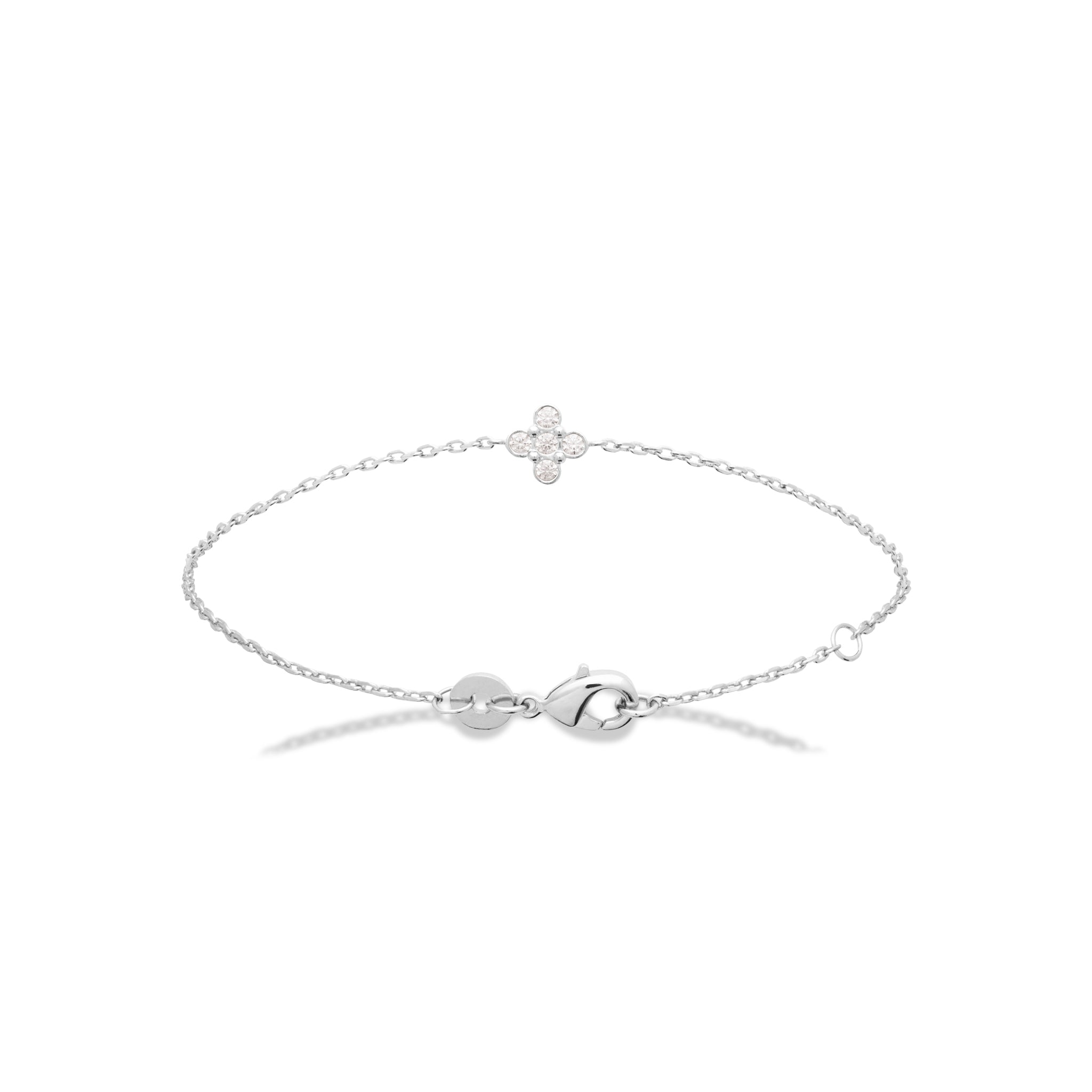 Bracelet en argent fleur zircons Elena - Bijou photographié sur fond blanc
