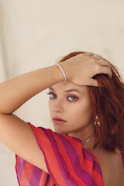 Bracelet en argent coeur serti de zircons Léa - Bijou porté