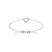 Bracelet en argent coeur serti de zircons Léa - Bijou photographié sur fond blanc