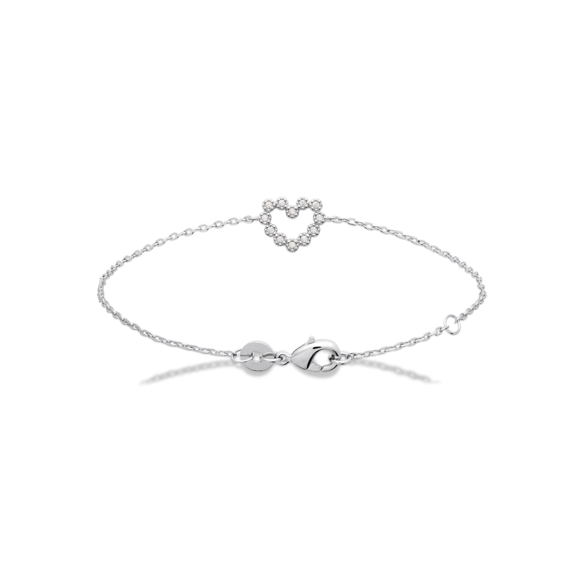 Bracelet en argent coeur serti de zircons Léa - Bijou photographié sur fond blanc