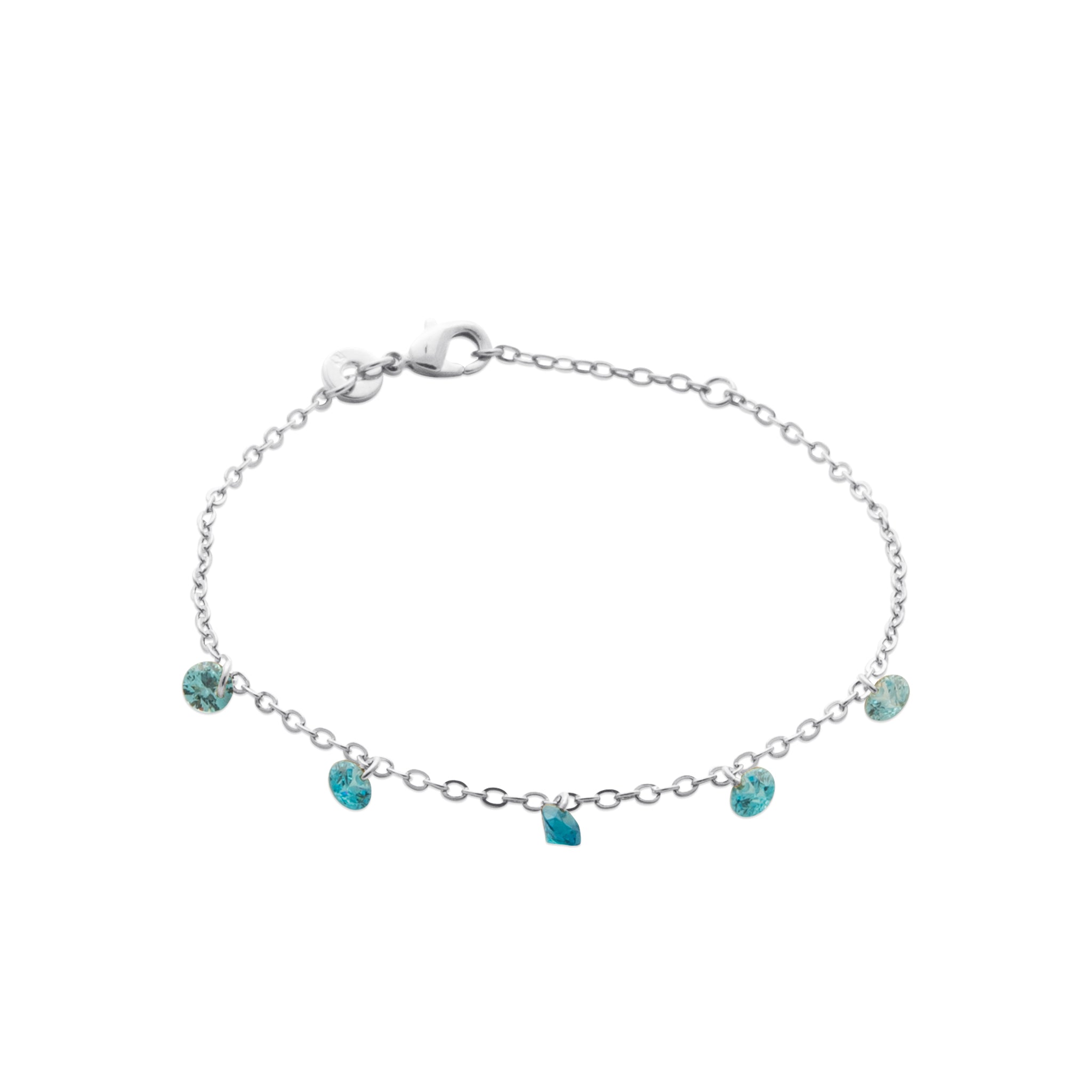 Bracelet en argent Lise bleu pampilles zircons bleus - Bijou photographié sur fond blanc
