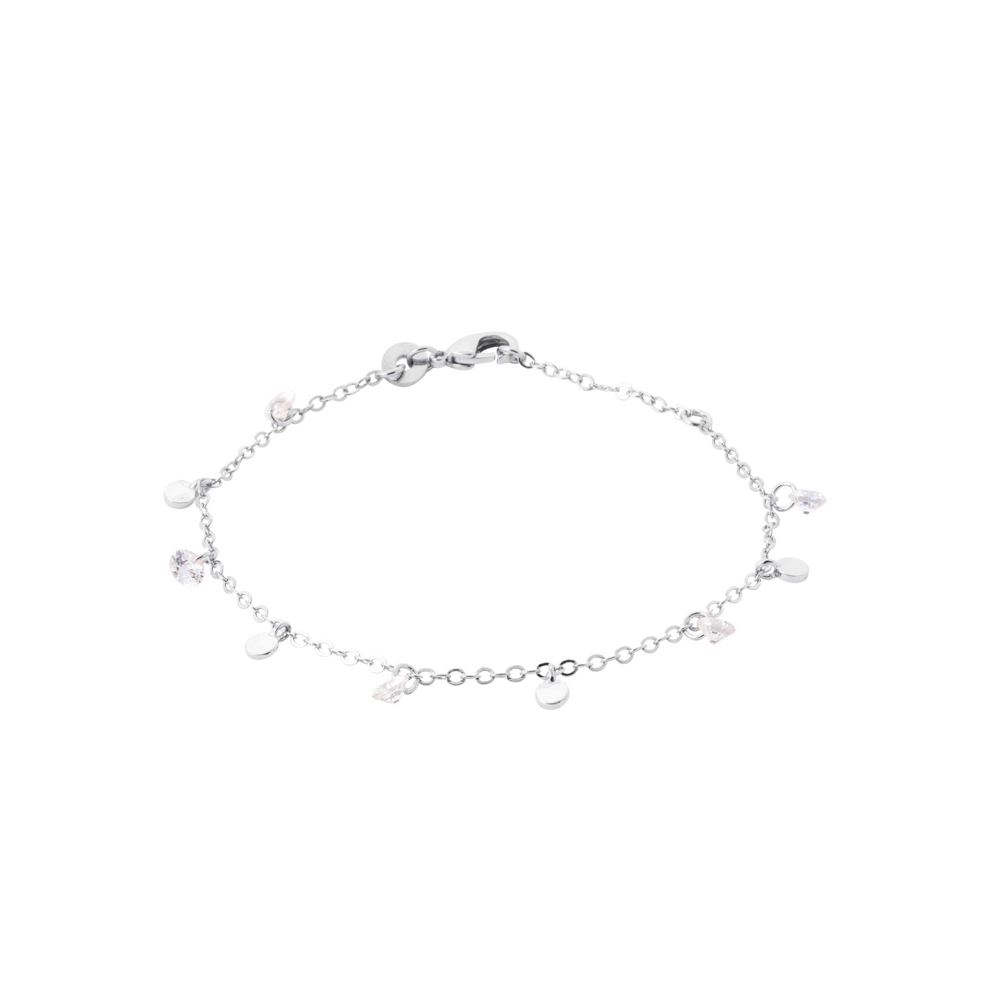 Bracelet en argent Mimi pampilles pastilles rondes et zircons - bijou photographié sur fond blanc