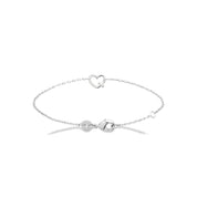 Bracelet argent Taylor cœur zircons - Bijou photographié sur fond blanc