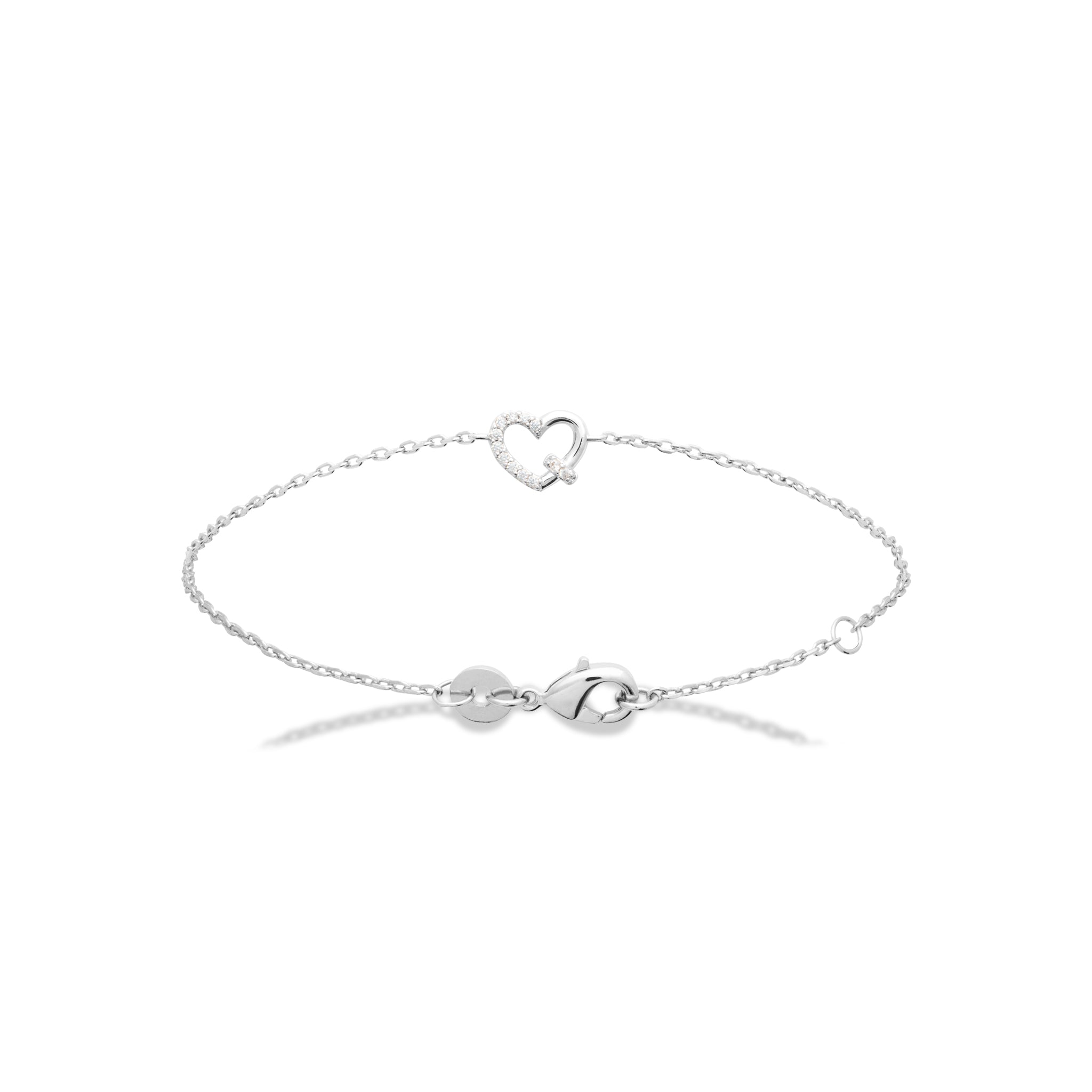 Bracelet argent Taylor cœur zircons - Bijou photographié sur fond blanc