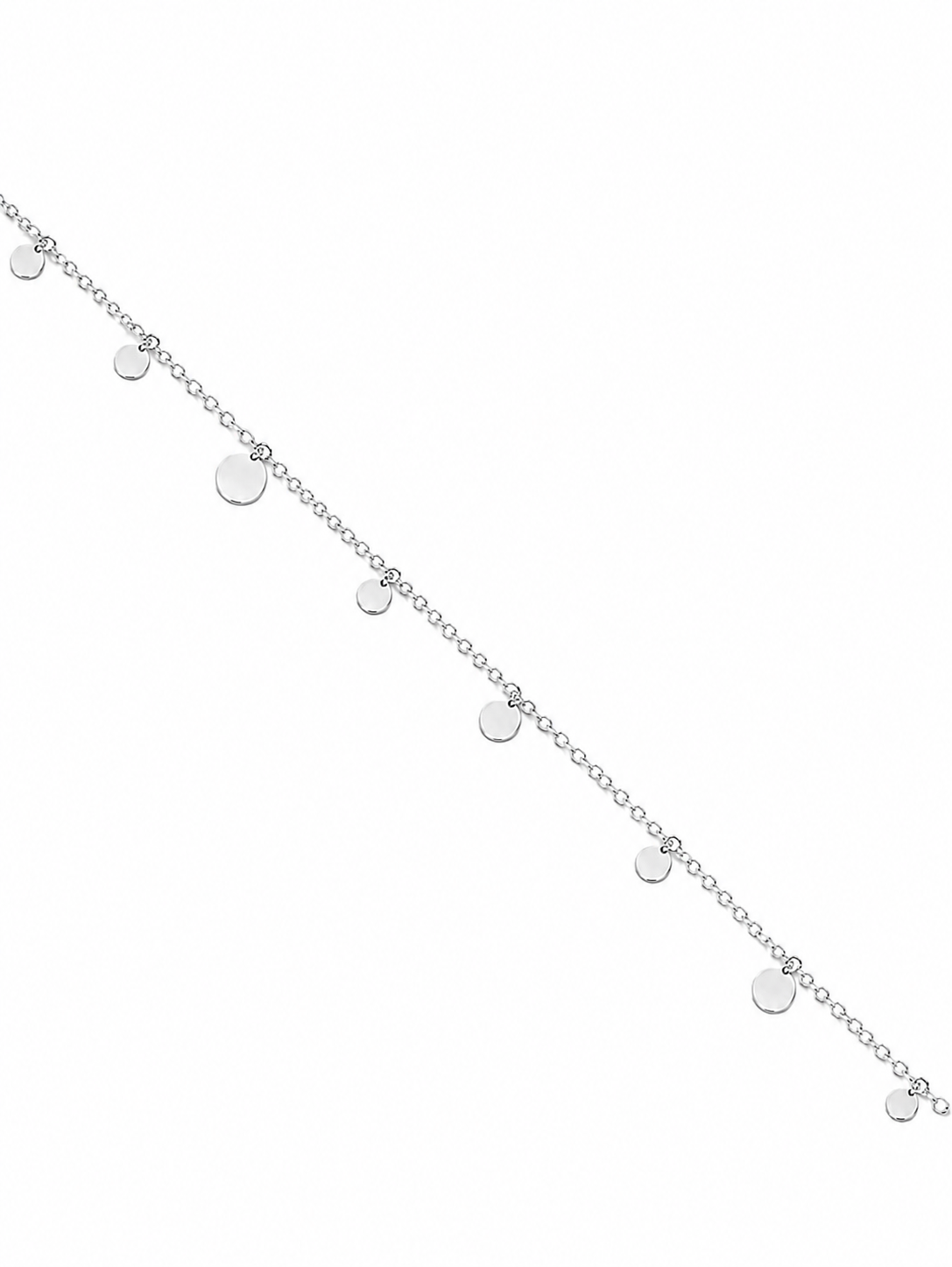 Bracelet argenté Thalia rond chaîne fine orné de petites pastilles rondes - Bijou sur fond blanc