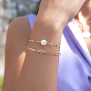  Bracelet doré Abby en maille rectangles ovalisés - Bijou porté