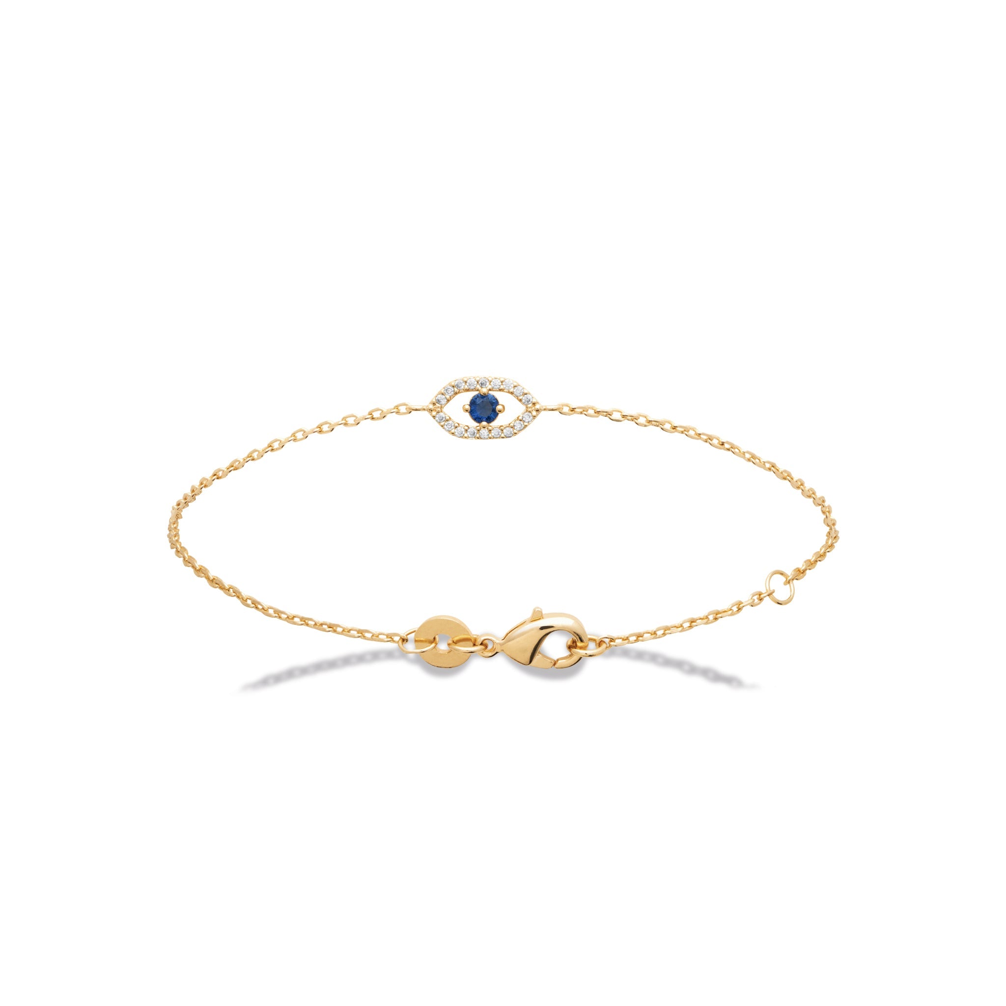 Bracelet doré Aymane oeil serti de zircons - Bijou photographié sur fond blanc