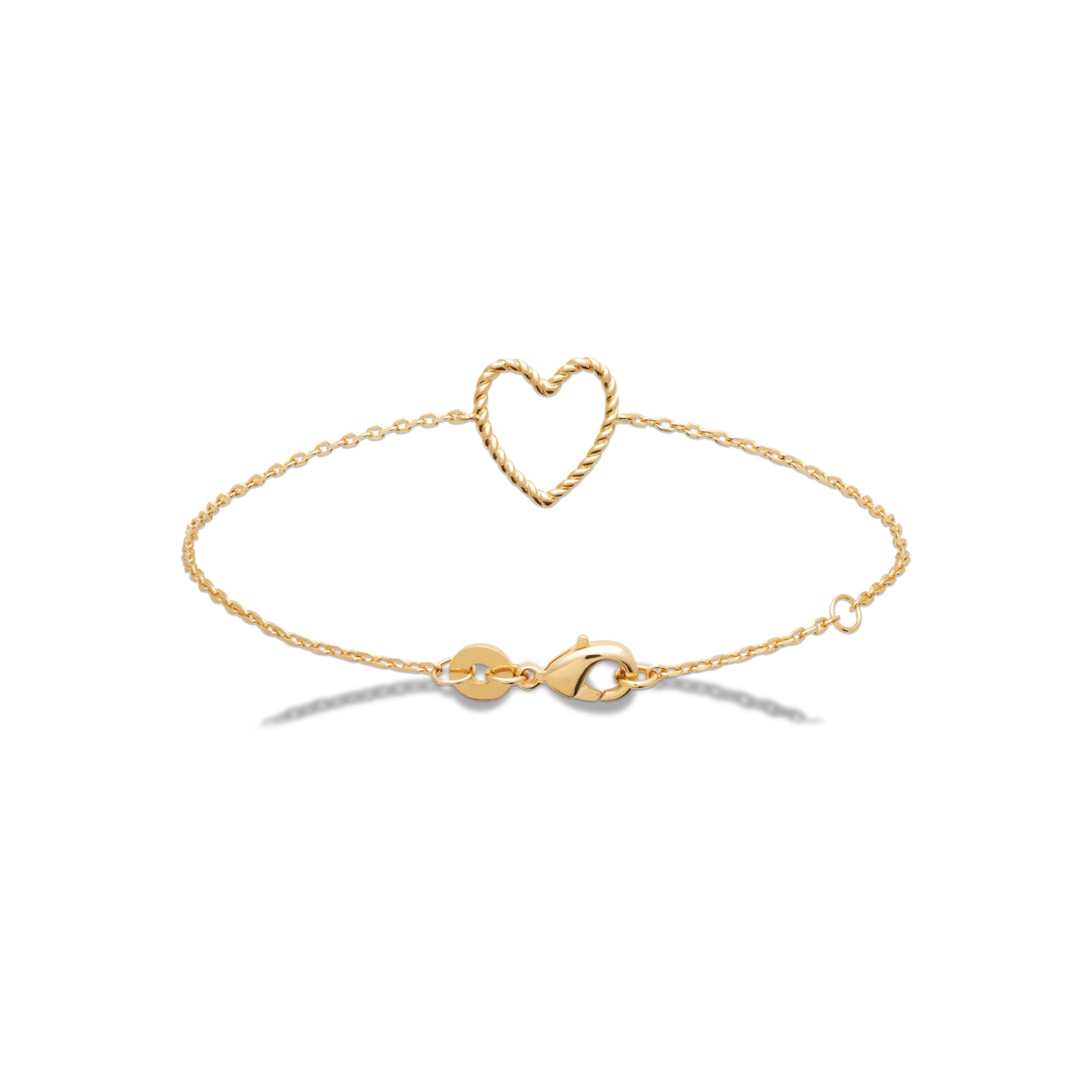 Bracelet doré cœur torsadé Evana - Bijou photographié sur fond blanc