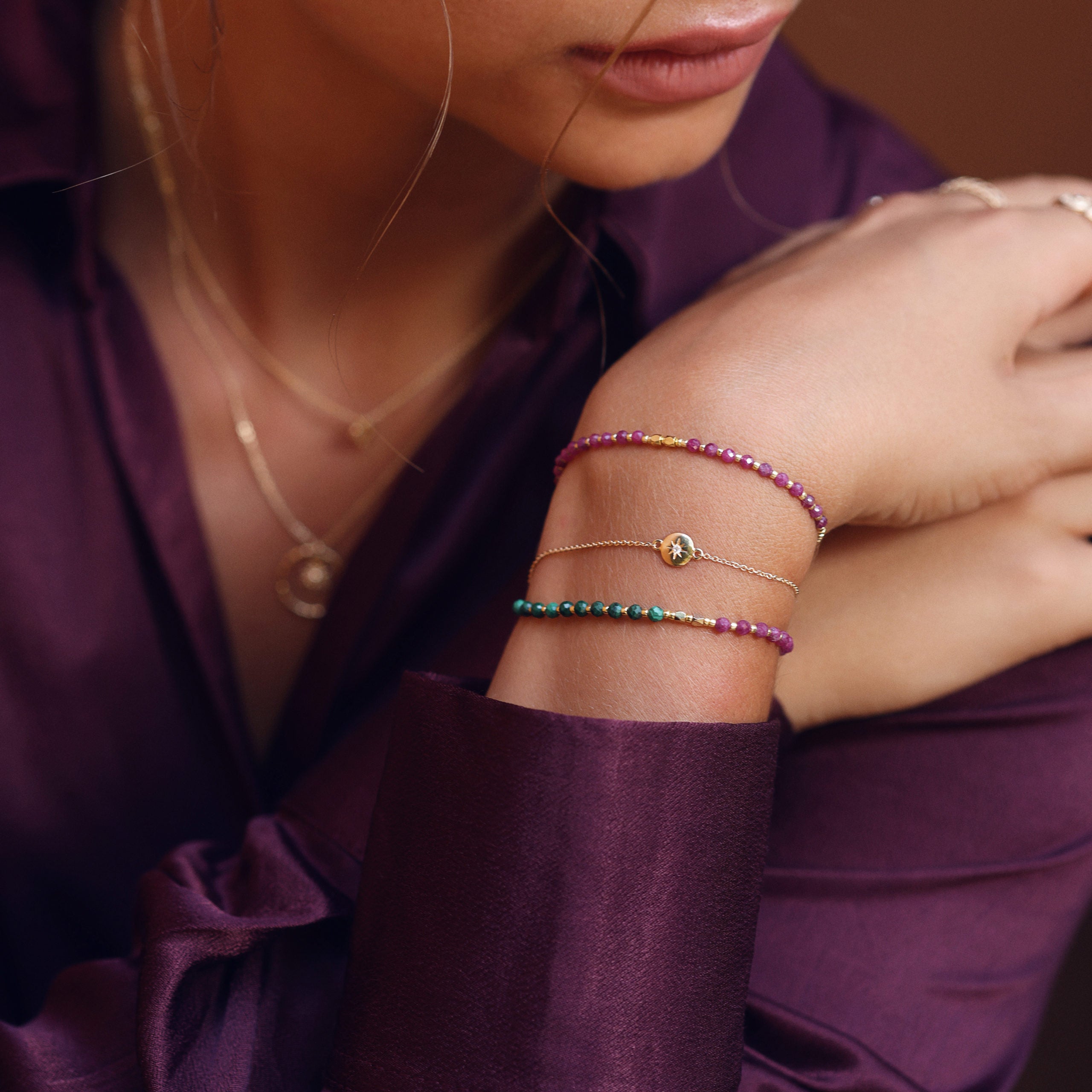 Bracelet doré Ginevra étoile polaire zircon - Bijou porté