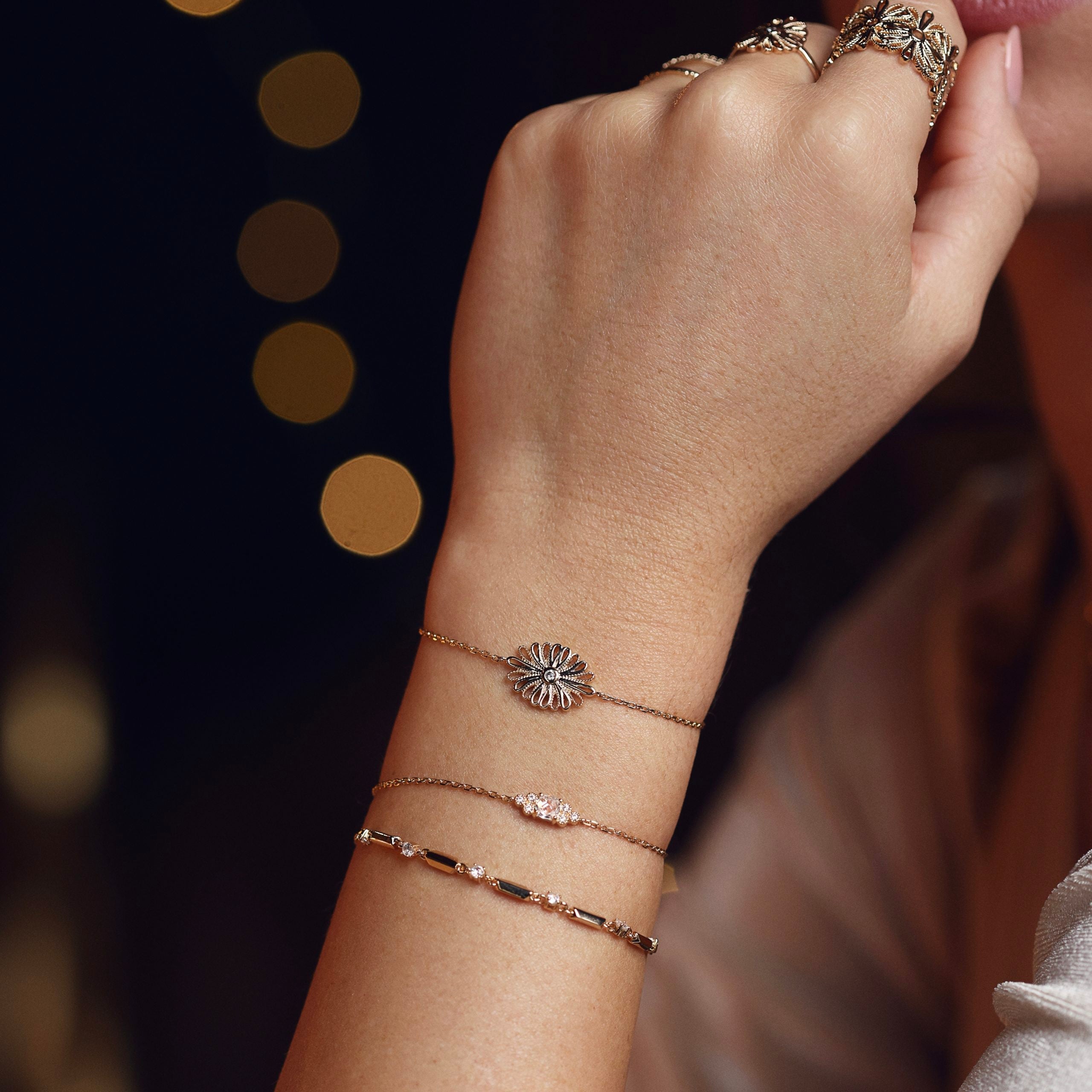 Bracelet doré zircons Natalia - Bijou porté