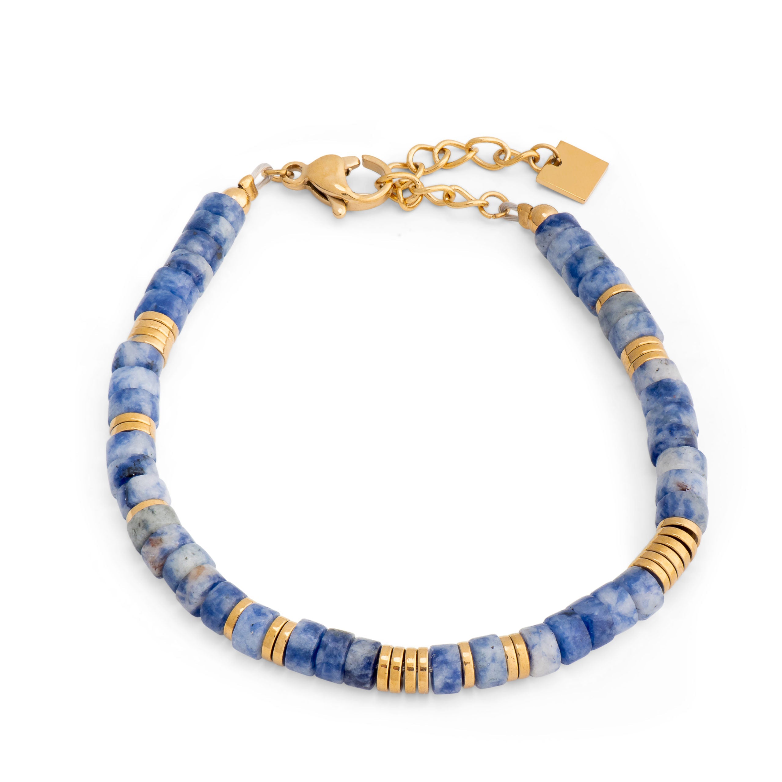 Bracelet doré pierres naturelles Nita sodalite - Bijou sur fond blanc