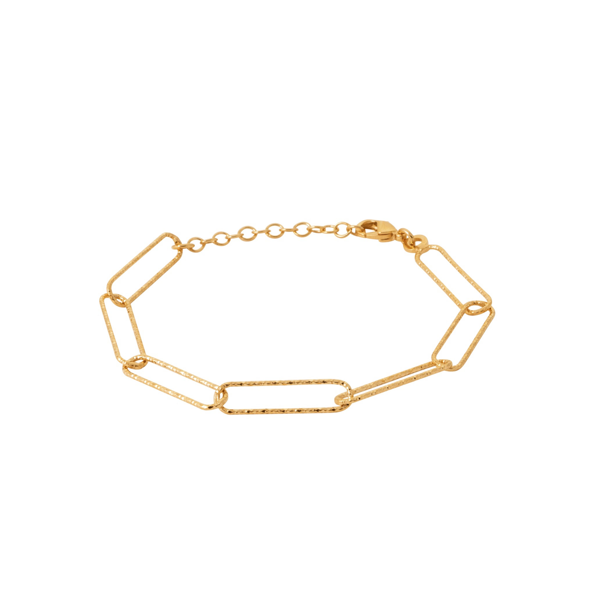 Bracelet doré Abby diamant L chaîne maille martelée - Bijou sur fond blanc