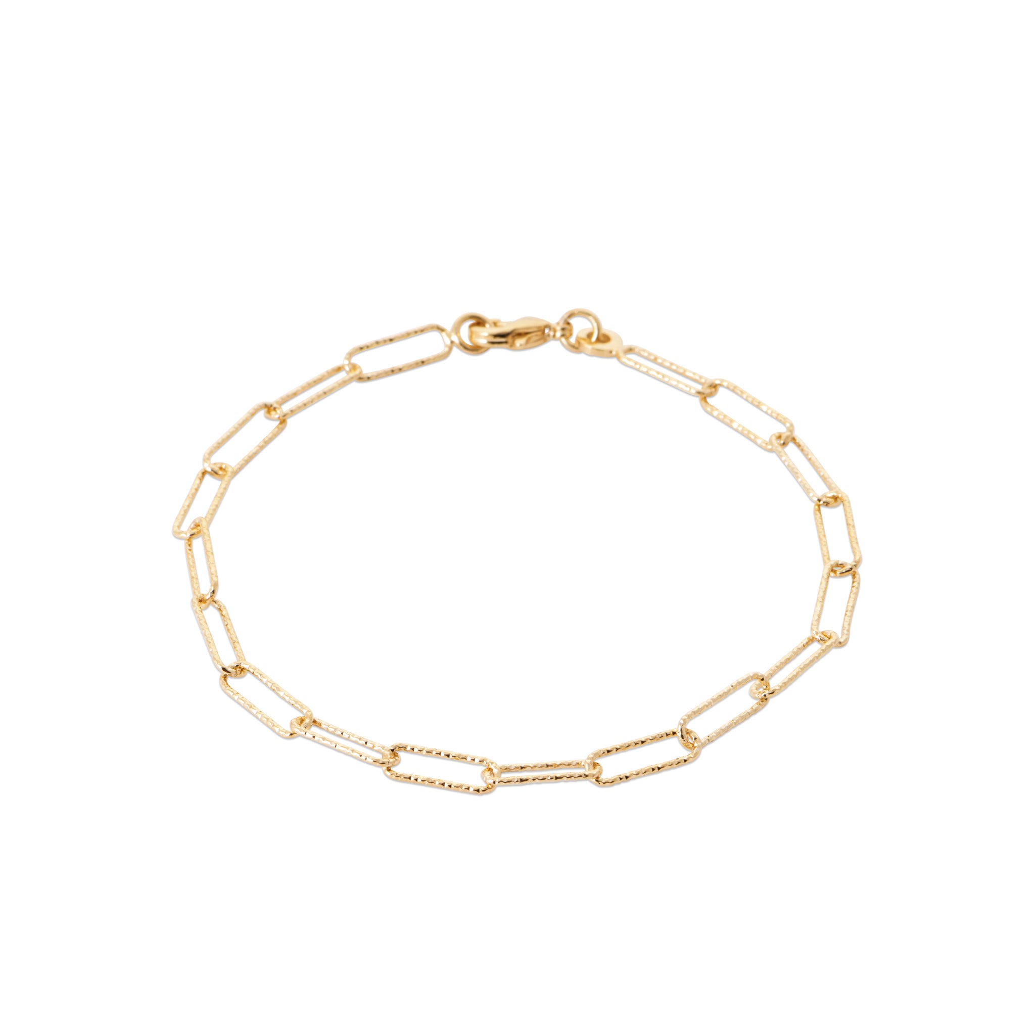 Bracelet doré Abby diamant S chaîne maille martelée - Bijou sur fond blanc