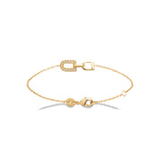 Bracelet doré Berny motif étrier serti de zircons - Bijou photographié sur fond blanc