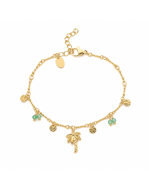 Bracelet doré Cassilde agate verte palmier