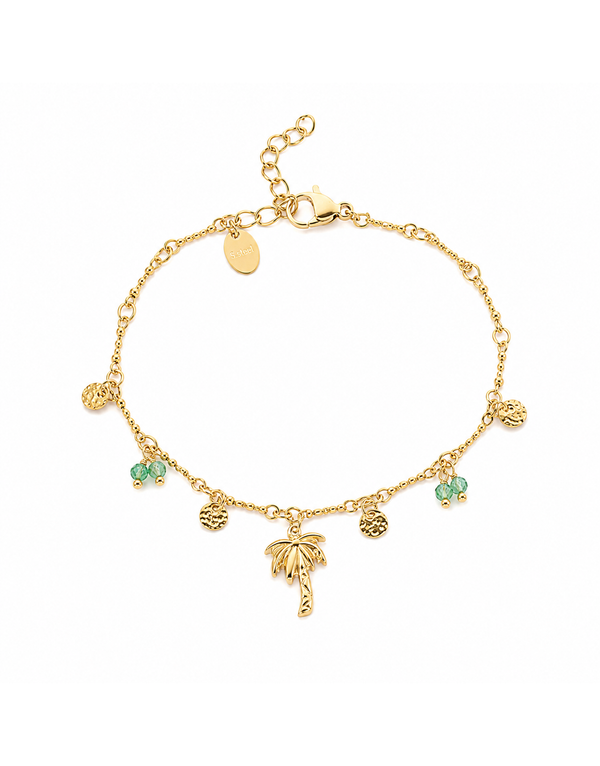 Bracelet doré Cassilde agate verte palmier