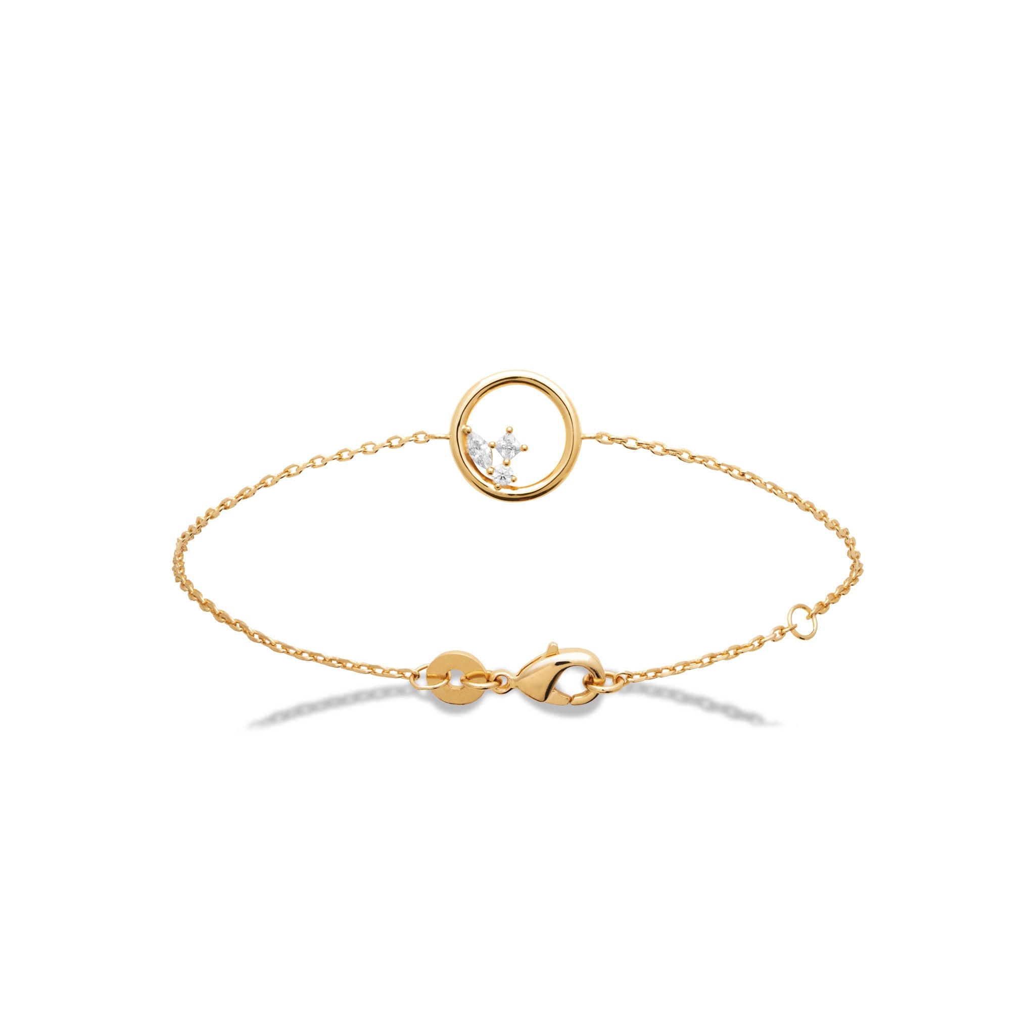 Bracelet doré Dayana anneau avec zircons - Bijou photographié sur fond blanc