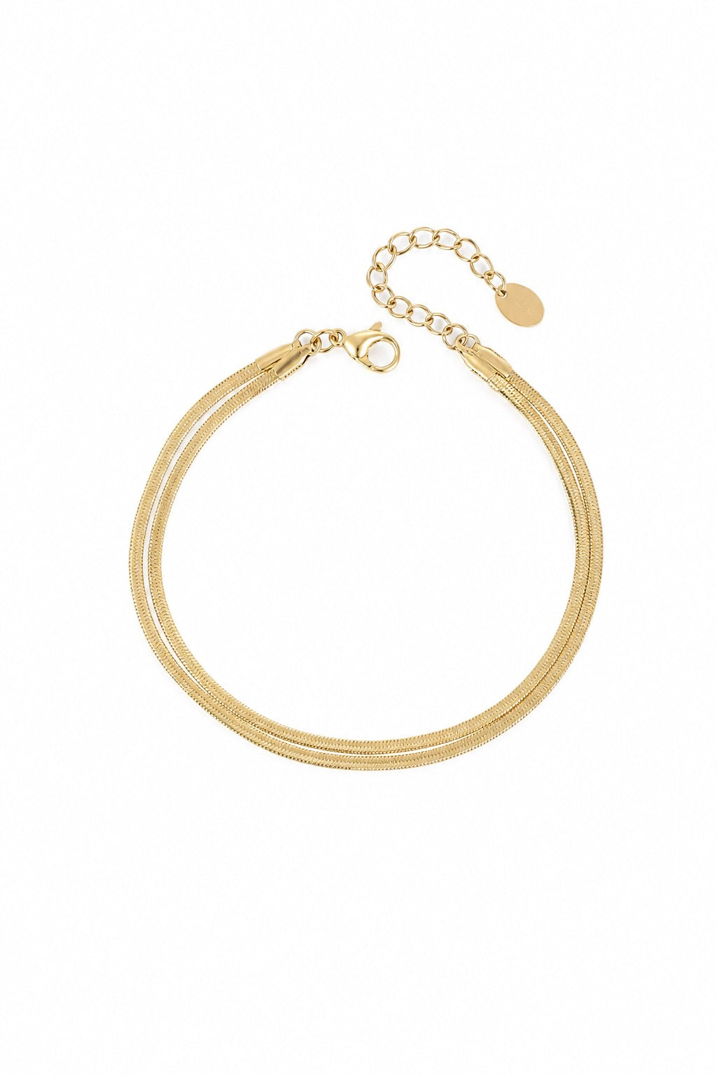 Bracelet double Tara doré chaîne miroir - Bijou sur fond blanc