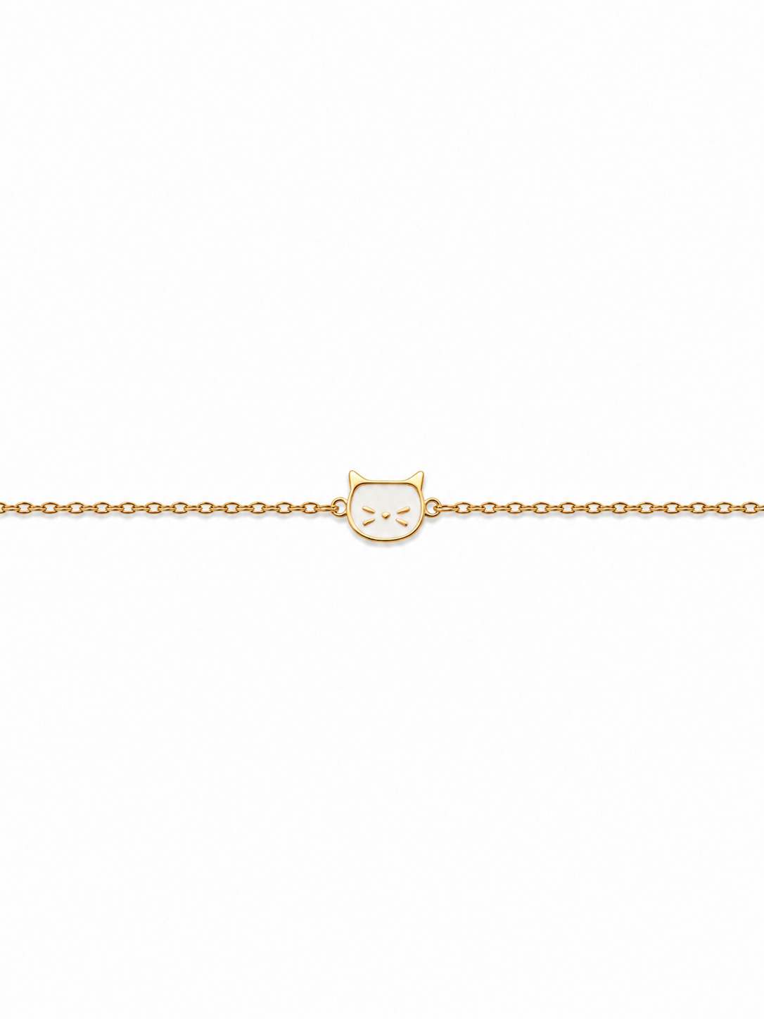 Bracelet pour enfant doré chat blanc - Bijou sur fond blanc