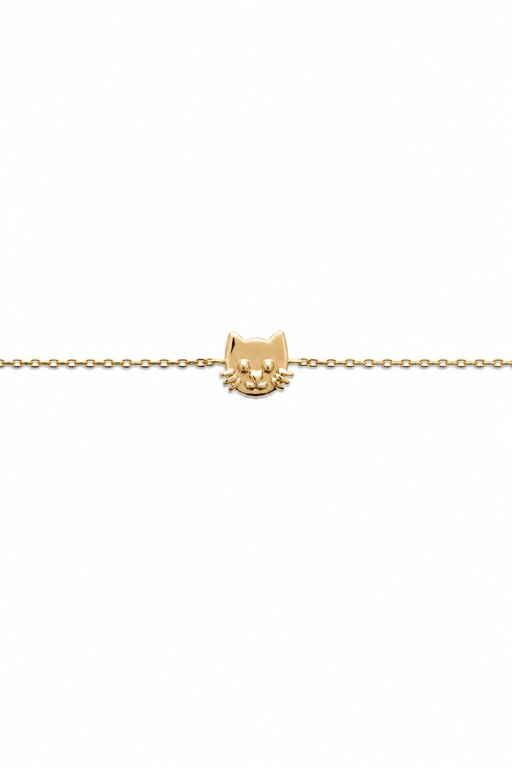 Bracelet pour enfant doré chat - Bijou sur fond blanc